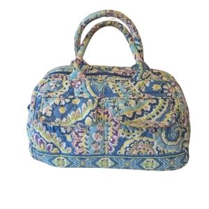 Preppy Y2K Vera Bradley Capri Blue Bowler Bag Mini Handbag Retro Fabric